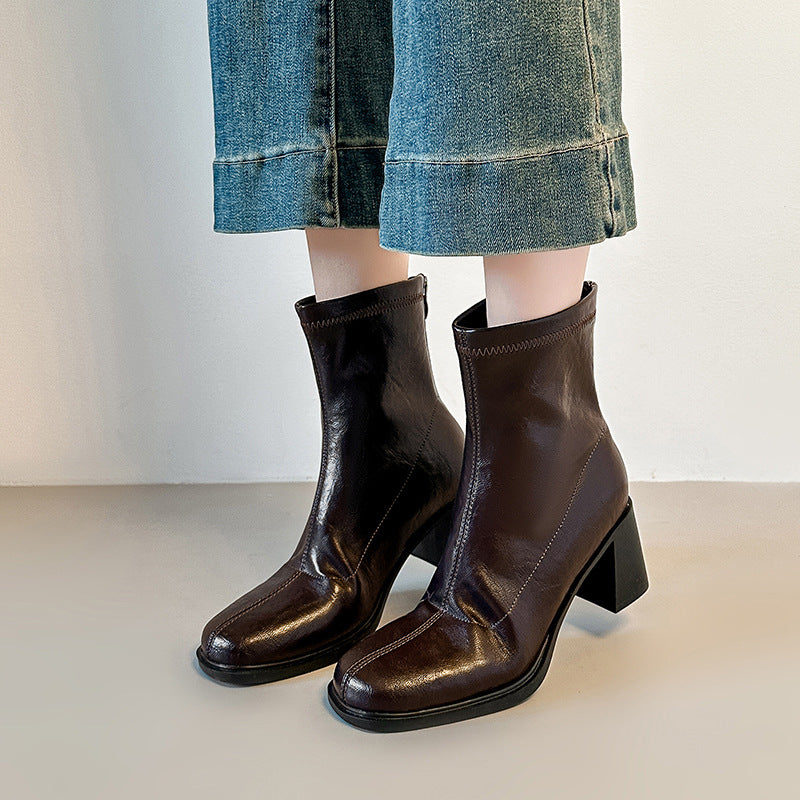 Damen Ankle-Boots mit schlankem Sockenschaft und sculpted Blockabsatz Echo Archiv
