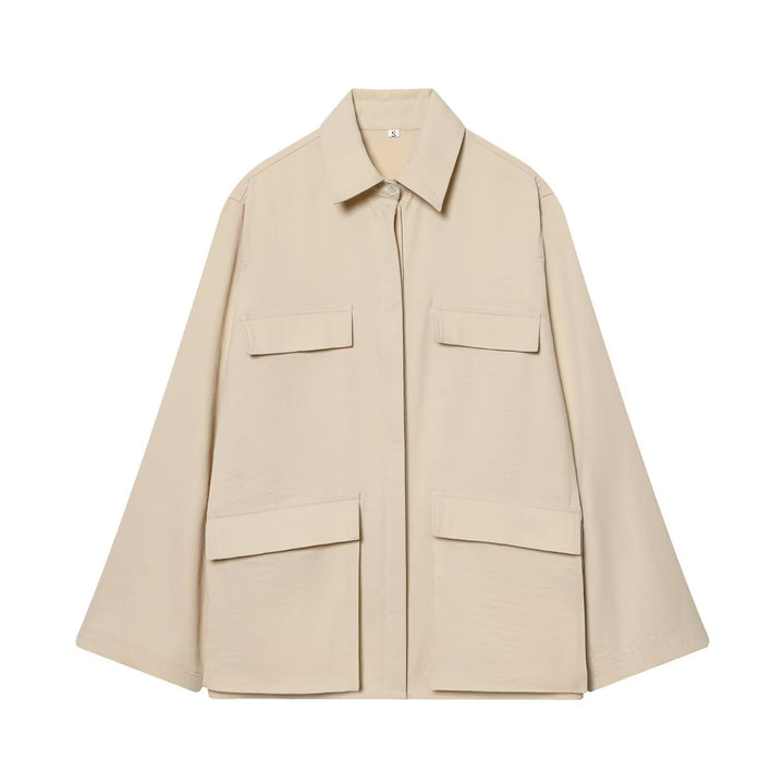 Damen Oversize Feldjacke im Boxy‑Cut mit vier Klapptaschen und verdeckter Druckknopfleiste Echo Archiv