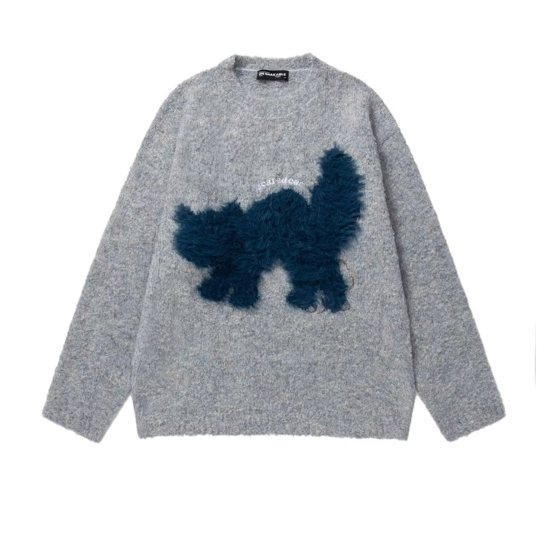 Damen Gemütlicher Pullover mit Effektgarn und Tiermotiv Echoarchiv
