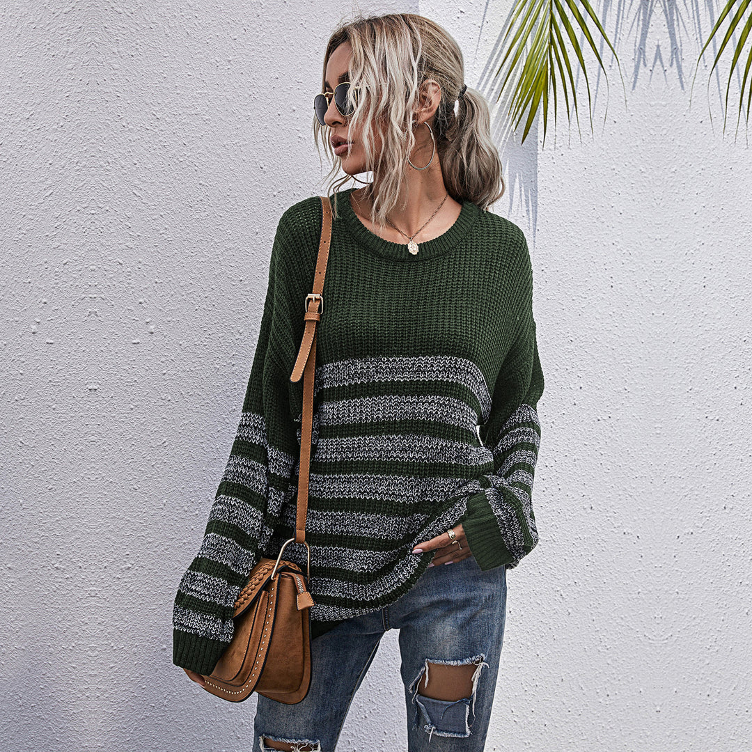 Damen Bequemer Strickpullover mit Streifenmuster Echo Archiv