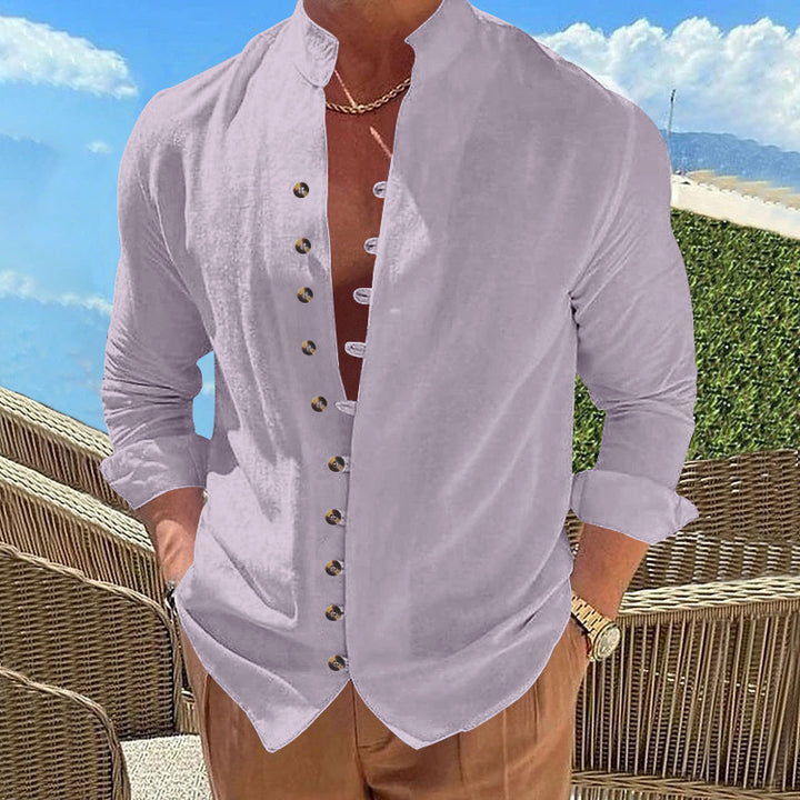 Herren Langarm-Hemd mit modischem Knopfdesign Echoarchiv