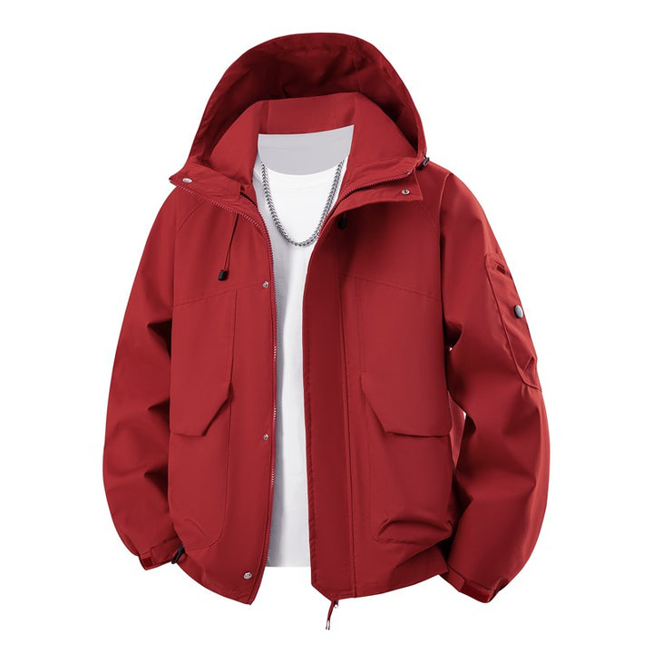 Herren wasserdichte Kapuzenjacke für den Außenbereich mit winddichter Membran, verstellbarem Saum und multifunktionalen Taschen – Cavarno