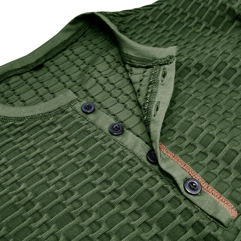 Herren Langarmshirt mit strukturiertem Design und modischem Henley-Ausschnitt Echoarchiv