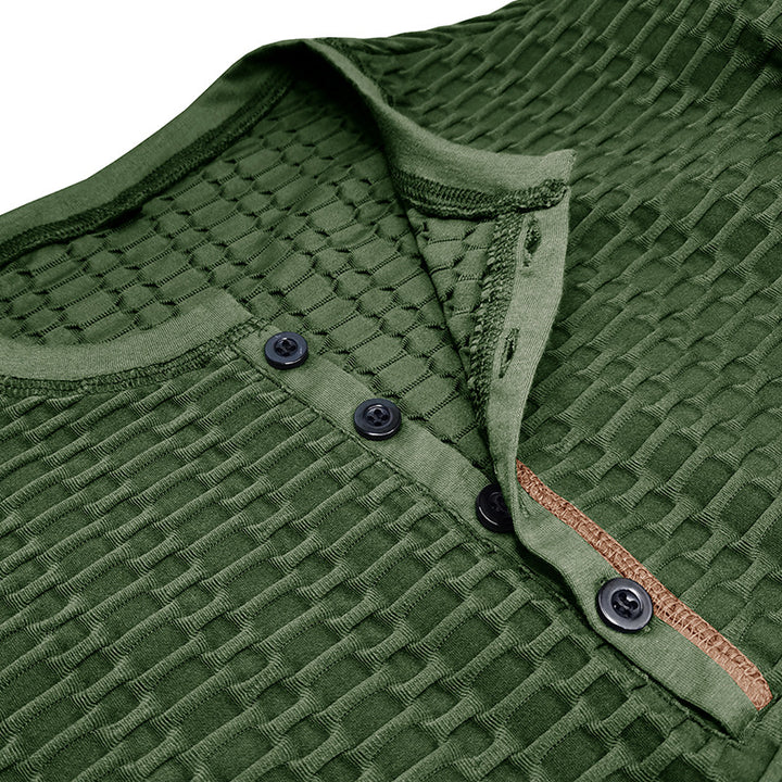 Herren Langarmshirt mit strukturiertem Design und modischem Henley-Ausschnitt Echoarchiv