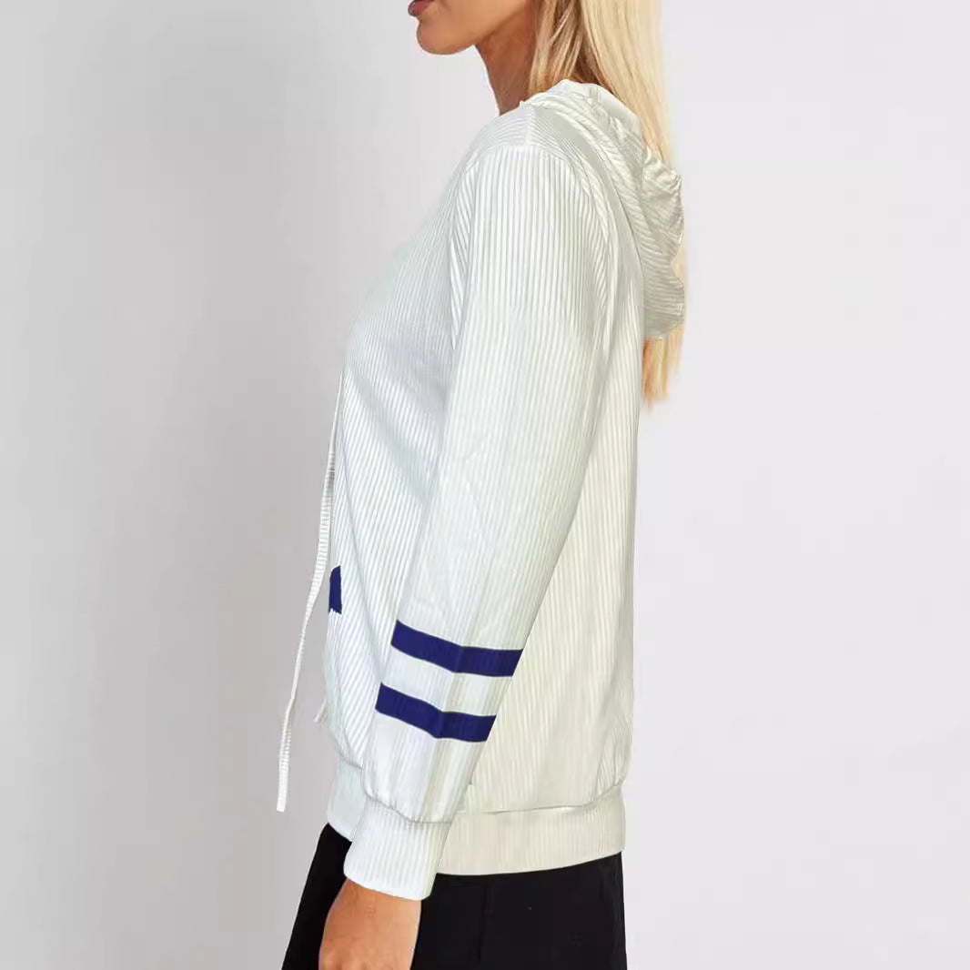 Damen Maritimes Kapuzen-Tunika-Shirt mit großem Ankerprint und Crinkle-Struktur – Orélia