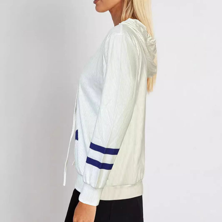 Damen Maritimes Kapuzen-Tunika-Shirt mit großem Ankerprint und Crinkle-Struktur – Orélia