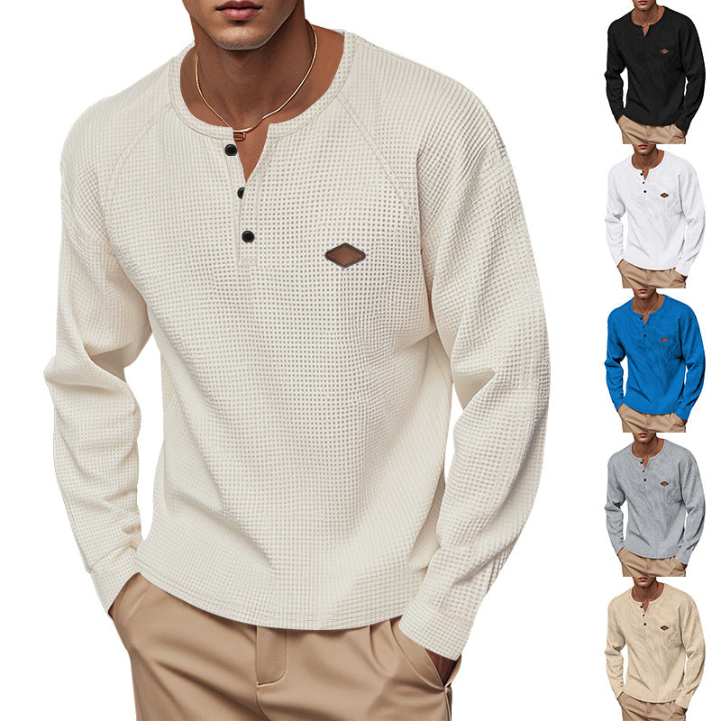 Herren nan Thermo Waffelshirt Henley mit Knopfleiste und Raglanärmeln Echo Archiv
