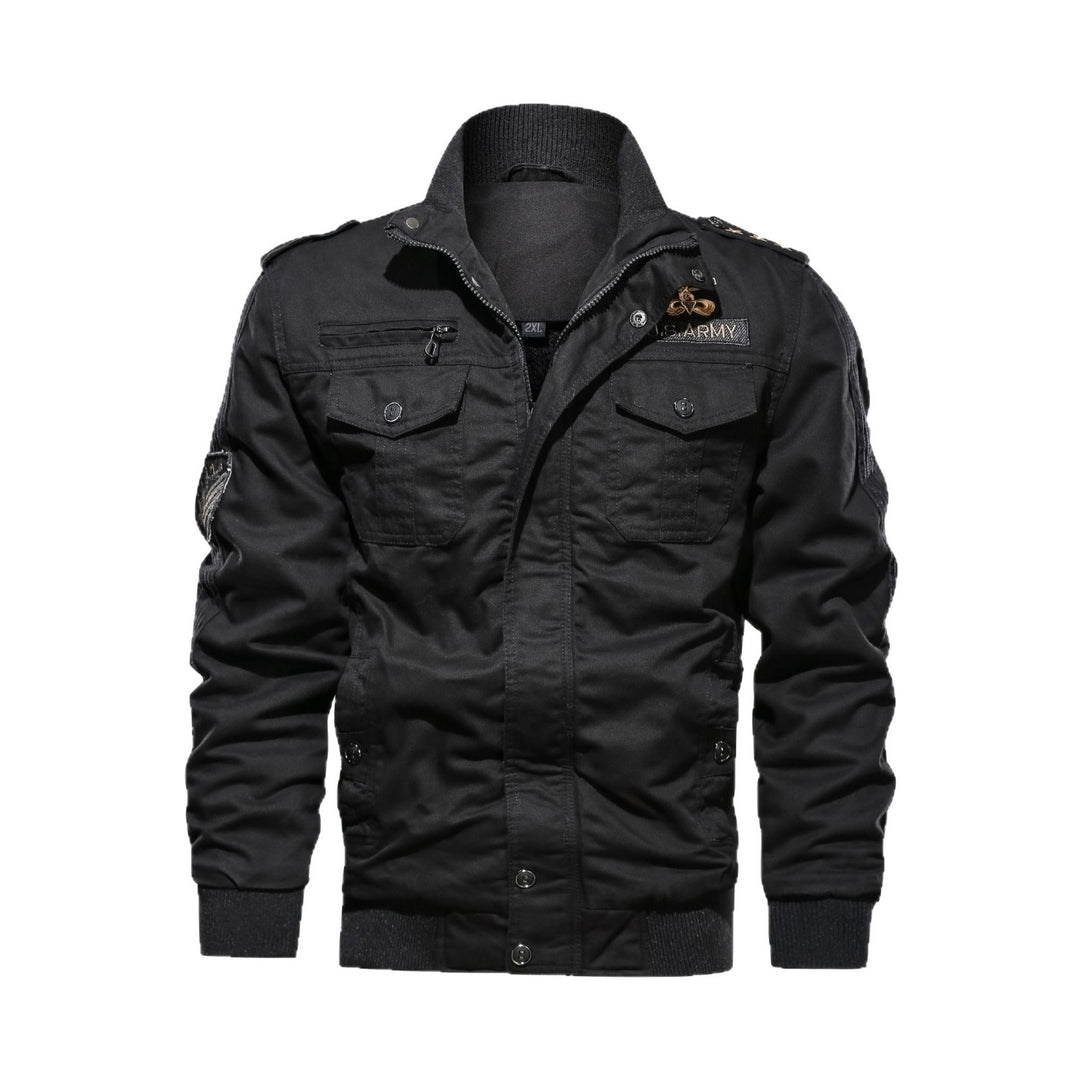 Herren Utility-Bomberjacke im Military-Stil mit Rippstehkragen und Mehrfachtaschen Echoarchiv