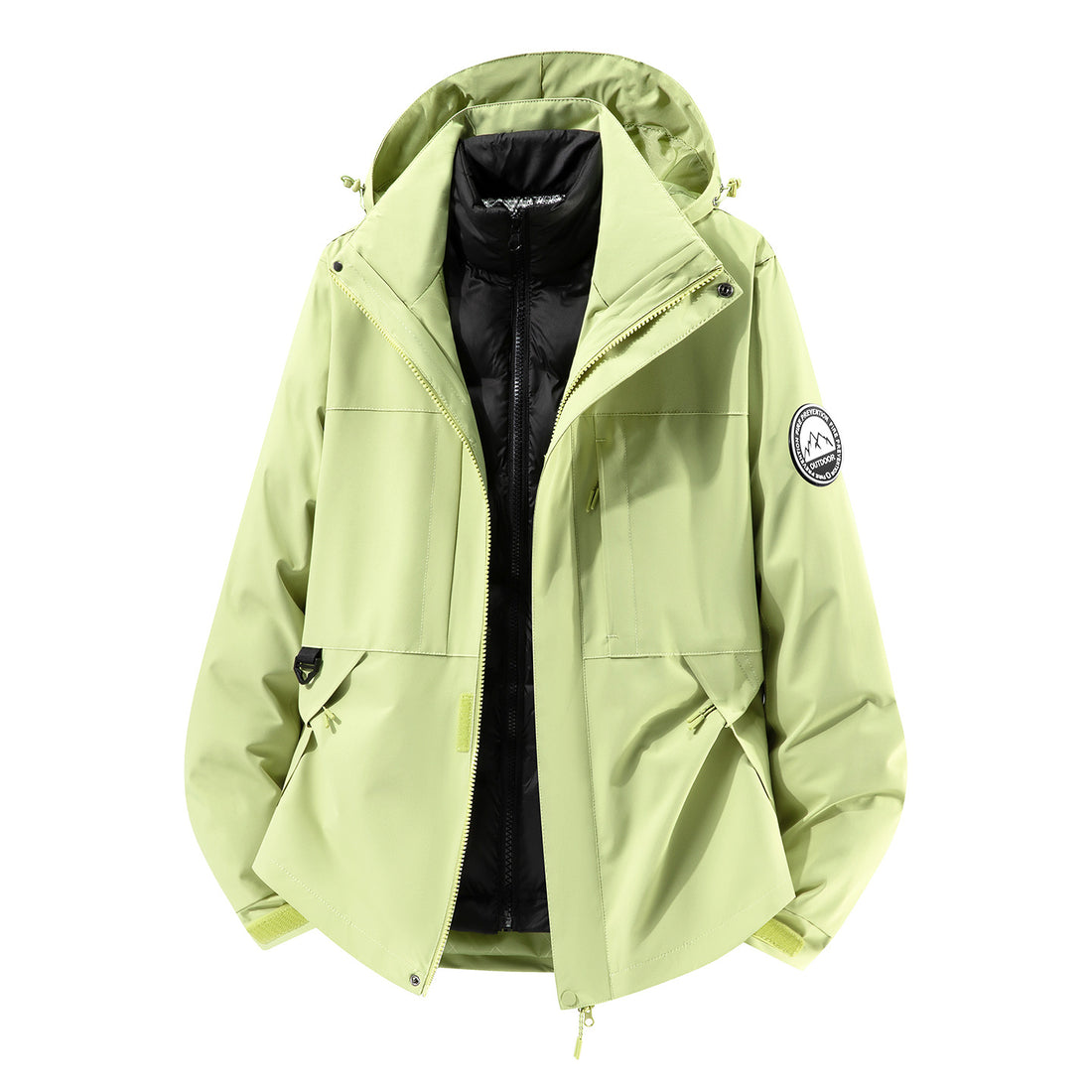 Herren zweilagiger Hardshell-Parka mit abnehmbarer Steppweste und technischer Kapuze Echoarchiv