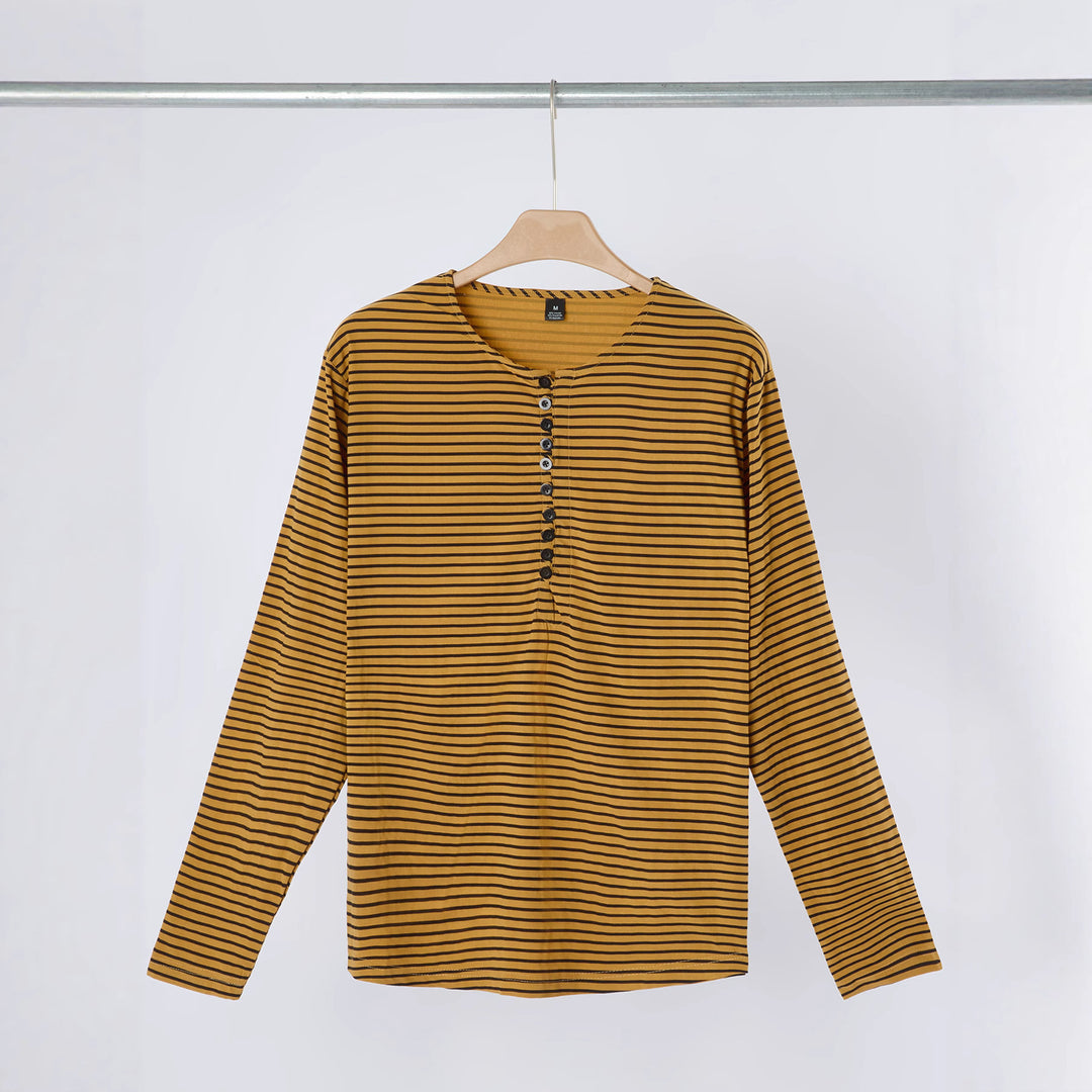 Herren Langarmshirt mit modernem Kragen und Knopfleiste Echoarchiv