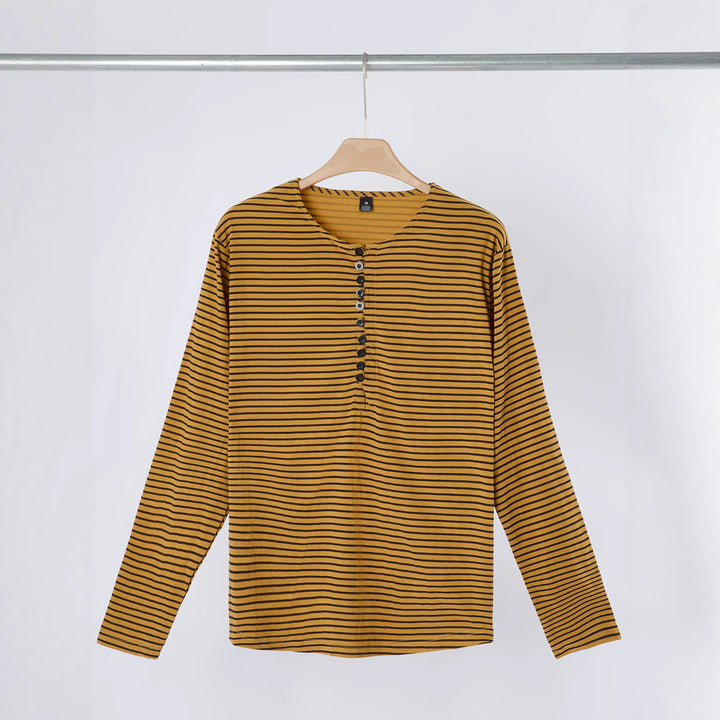 Herren Langarmshirt mit modernem Kragen und Knopfleiste Echoarchiv