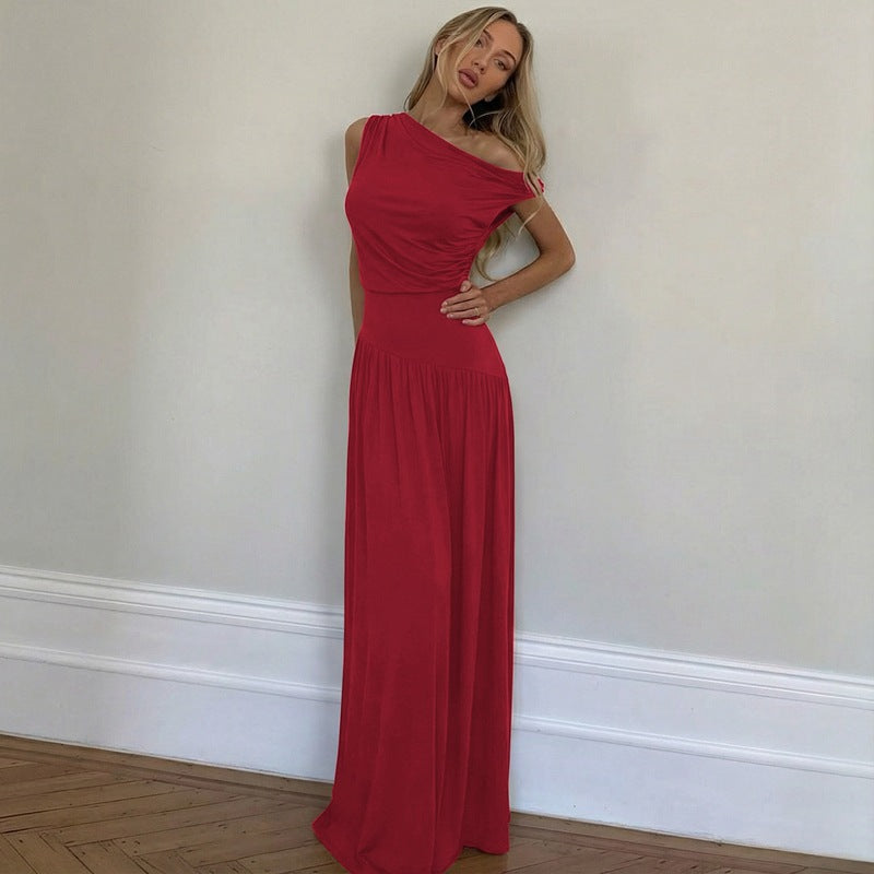Damen Langarm Maxikleid mit asymmetrischem Schnitt und komfortablem Taillenbereich Echo Archiv