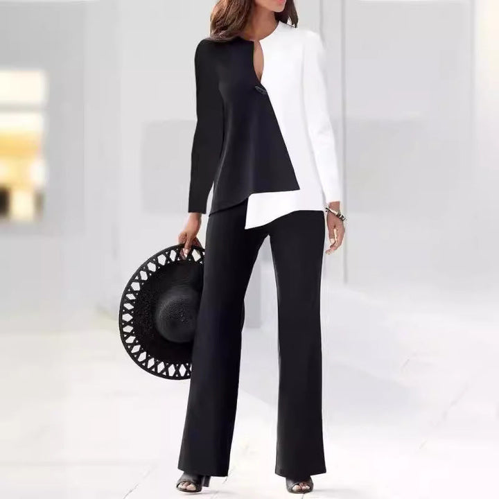 Damen Elegantes und modernes Hosenanzug-Set mit asymmetrischem Design Echoarchiv