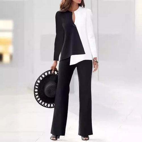 Damen Elegantes und modernes Hosenanzug-Set mit asymmetrischem Design Echoarchiv