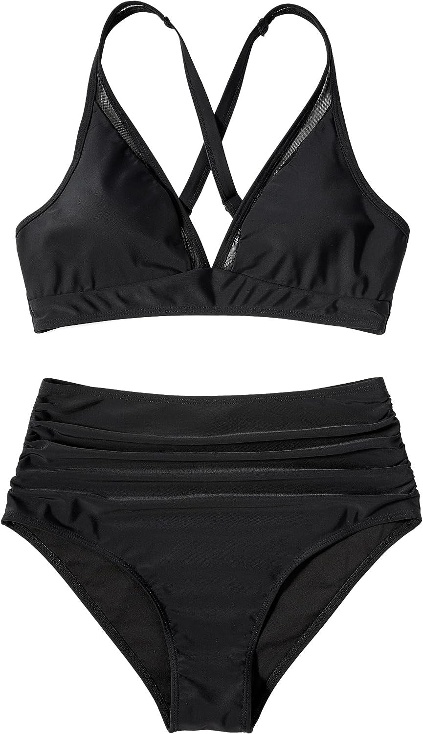 Damen Sportliches Bikini-Set mit verschränkten Trägern und hohem Schnitt Echo Archiv