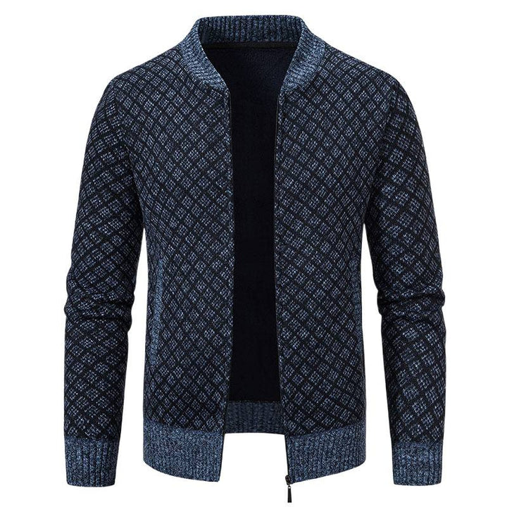 Herren Strickjacke mit modernem Zippverschluss und strukturiertem Design Echoarchiv