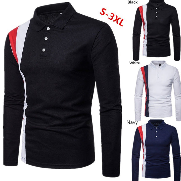Herren Langarm Poloshirt mit modernem Farbblockdesign und komfortablem Schnitt Echoarchiv
