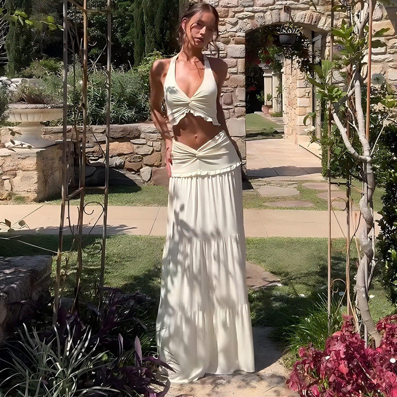 Damen Maxikleid mit raffiniertem Knotendesign und fließendem Rock Echo Archiv