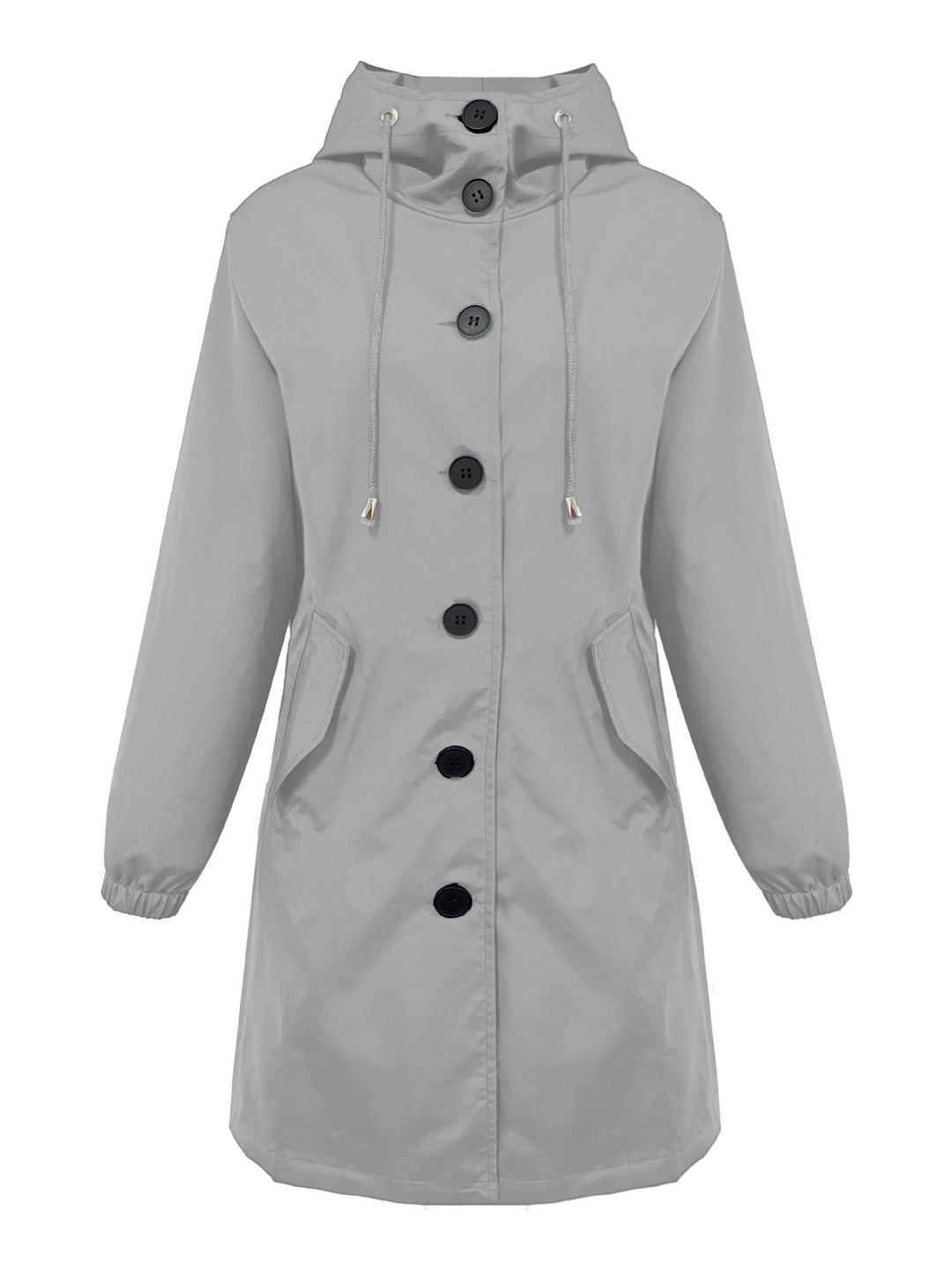 Damen nan leichter Regenparka mit Kapuze, überlanger Knopfleiste, Tunnelzug und aufgesetzten Taschen Echo Archiv