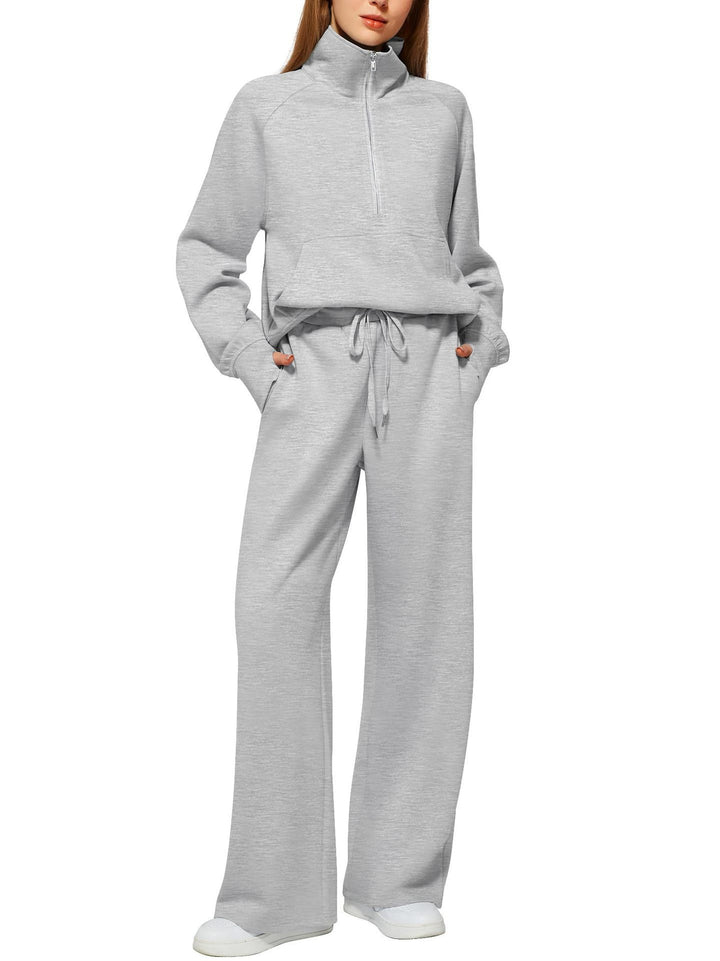 Damen nan halbzip Lounge-Set mit hohem Stehkragen, Kängurutasche und weiten Highwaist-Jogginghose Echo Archiv