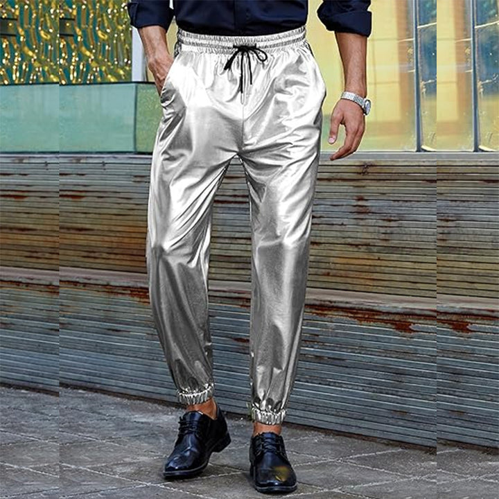 Herren modische Kunstlederhose mit elastischem Bund und schmal zulaufendem Bein Echoarchiv