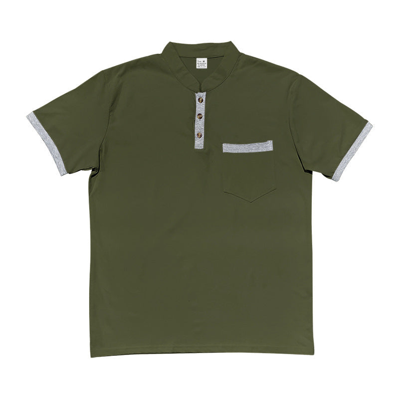 Herren Kurzarmpolo mit kontrastierenden Knöpfen und Brusttasche Echoarchiv