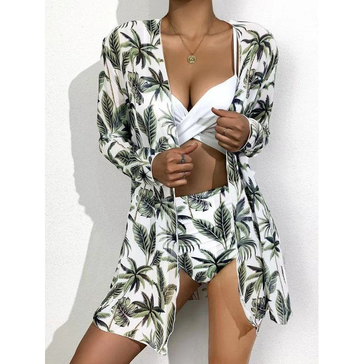 Damen Bikini-Set mit hochgeschnittenem Slip und floralem Kimono Echo Archiv