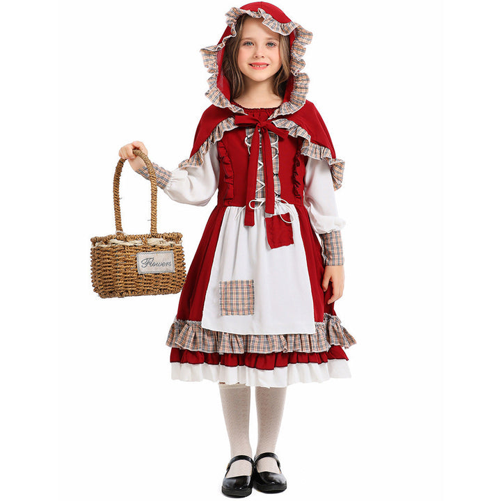 Mädchen Märchenhaftes Rotkäppchen Kostüm mit Kapuze und Rüschen Echo Archiv