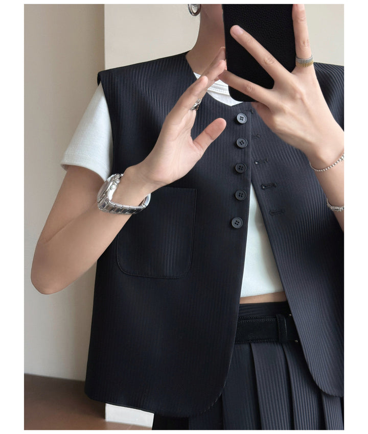 Damen Elegante Blazer-Weste mit gestreiftem Design Echoarchiv