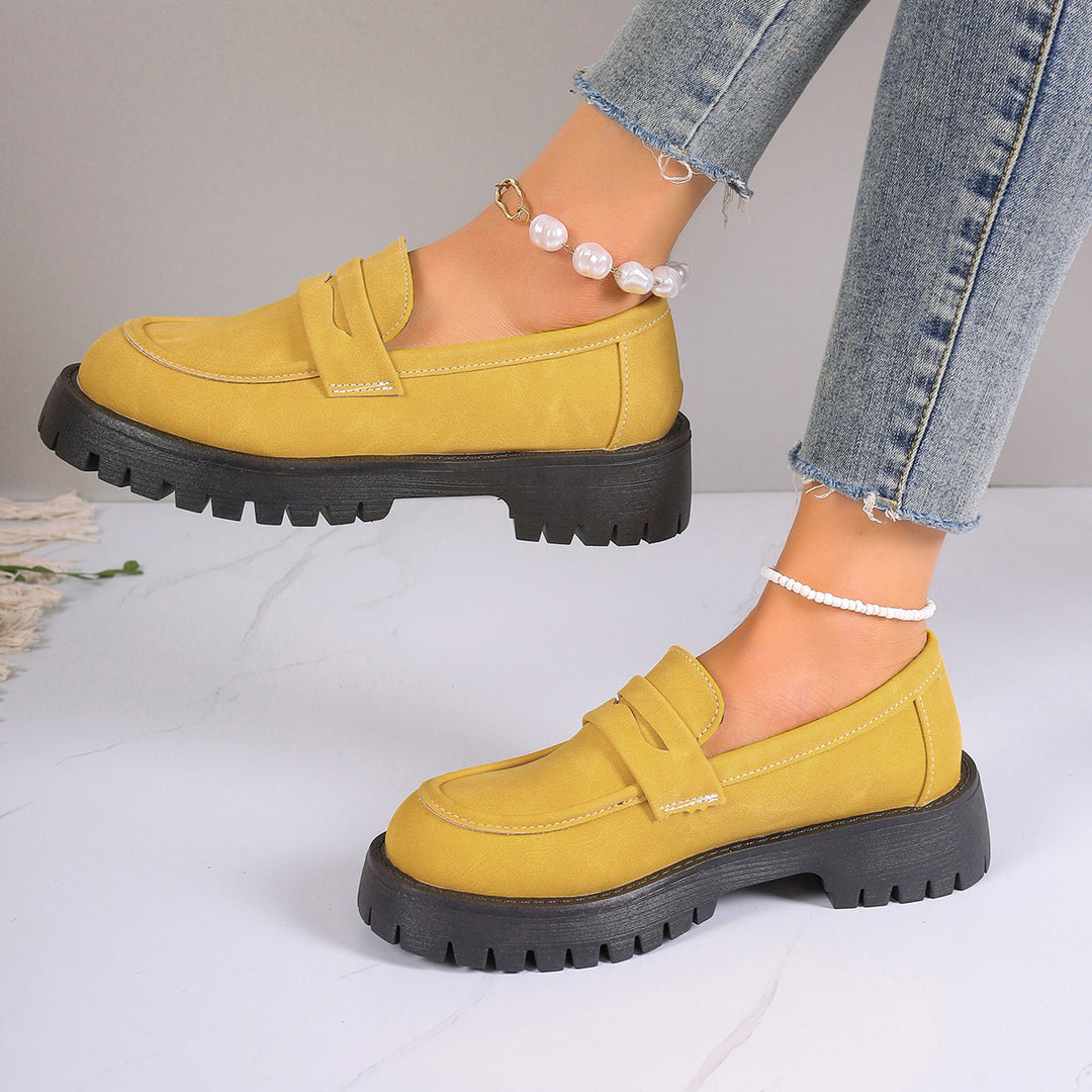 Damen nan Plateau-Loafer mit Profilsohle und Velourslederoptik Echo Archiv