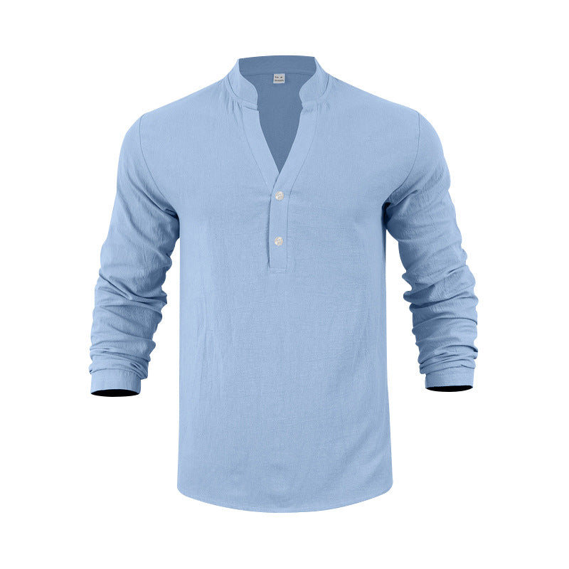 Herren Langarm-Henley-Shirt mit bequemen Knöpfen und lässigem Schnitt Echoarchiv