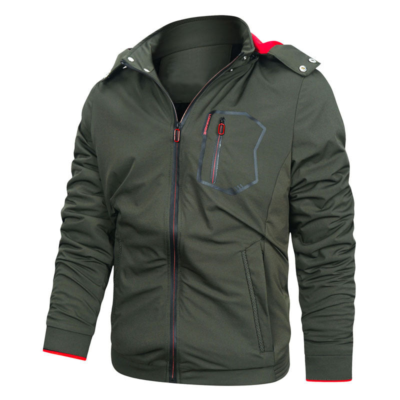 Herren Sportliche Softshell-Hoodiejacke mit wasserabweisender Membran Brusttasche und Stehkragen Echo Archiv