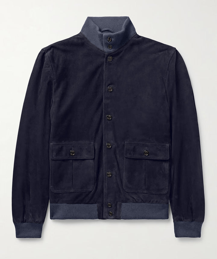 Herren funktionale Utility-Jacke mit hohem Kragen und aufgesetzten Taschen Echoarchiv