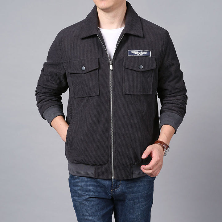 Herren Cordjacke im Trucker-Bomber-Mix mit Brustklappentaschen – Taviero