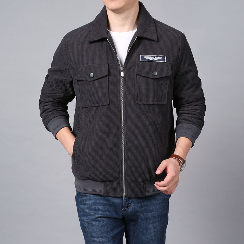 Herren Cord‑Workerjacke im Hemdjacken‑Look mit Brustpattentaschen und Reißverschluss Echoarchiv