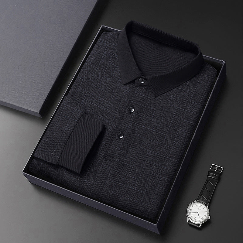 Herren modisches Polohemd mit raffiniertem Strukturdesign und eleganter Knopfleiste Echoarchiv