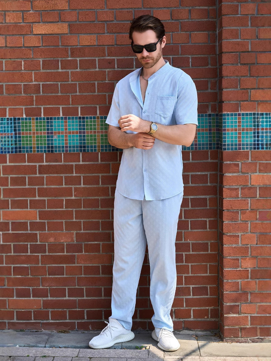 Herren lässiges Kurzarm-Hemd und Hose Set Echoarchiv