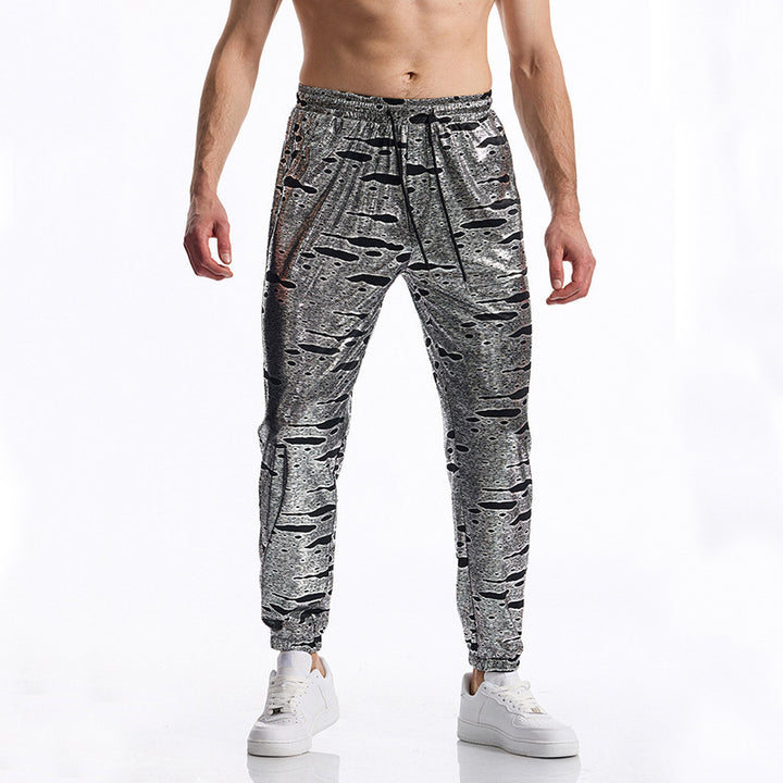 Herren elegante Jogginghose mit glänzendem Metallic-Muster Echoarchiv