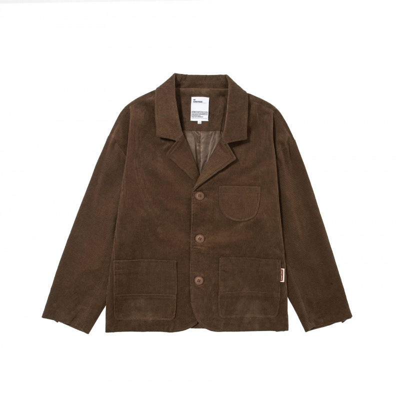 Herren Kastenförmiger Cord-Blouson mit Reverskragen, aufgesetzten Taschen und lockerer Silhouette Echo Archiv