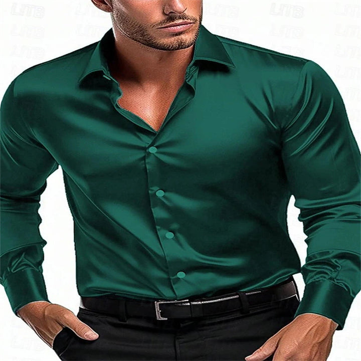 Herren Satin-Hemd mit klassischem Kragen Echoarchiv