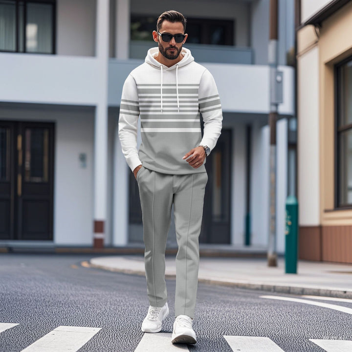 Herren Sportiver Hoodie mit strukturiertem Design und modischen Streifen Echoarchiv