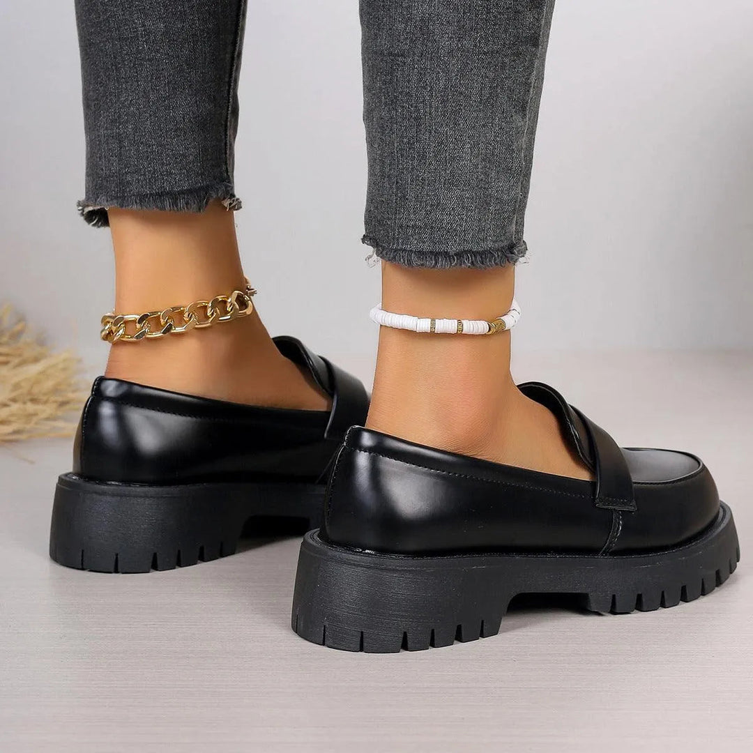 Schwarze Mokassins mit Plateau – Lioré