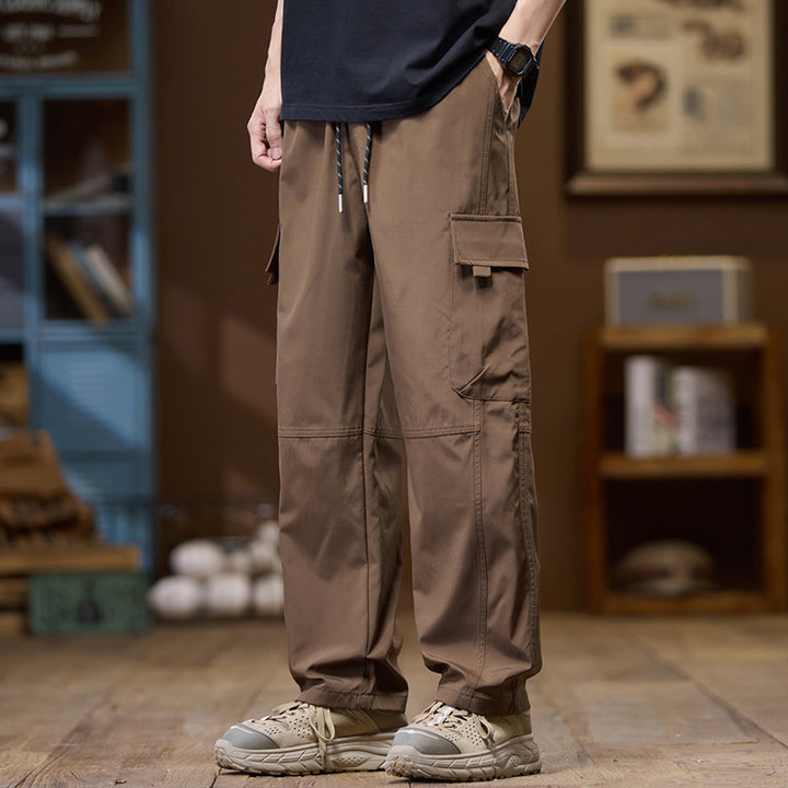 Herren Leichte Technical Cargo-Hose mit geradem Bein, Multifachtaschen und Kordelbund Echo Archiv