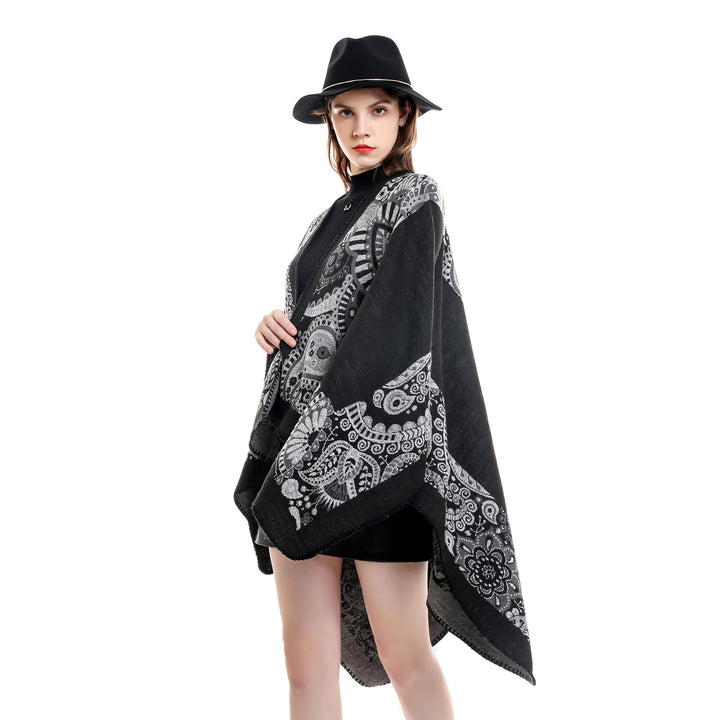 Damen Jacquard-Überwurf mit Paisley-Muster und offenem Kimono-Fall Echo Archiv