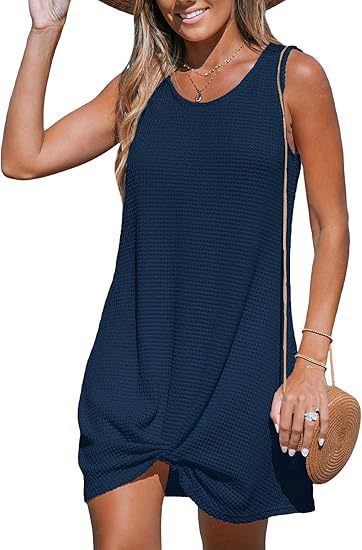 Damen lässiges Sommerkleid aus strukturierter Baumwolle mit verspieltem Knoten Echo Archiv