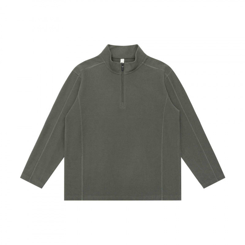 Unisex Texturierter Half‑Zip‑Strickpullover im Boxy‑Schnitt mit Stehkragen Echo Archiv