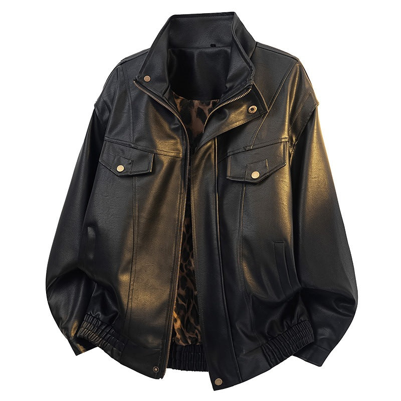 Damen Leichte Oversize-Bomberjacke mit Leo-Futter, Pattentaschen & elastischem Saum Echoarchiv