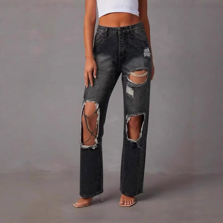 Damen distressed Mom Jeans mit trendy Cut-Out-Details Echo Archiv