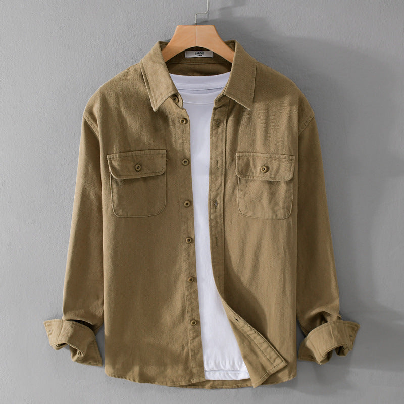 Herren Leichtes Baumwoll-Twill-Overshirt mit Brustklappen und Relaxed-Fit Echoarchiv