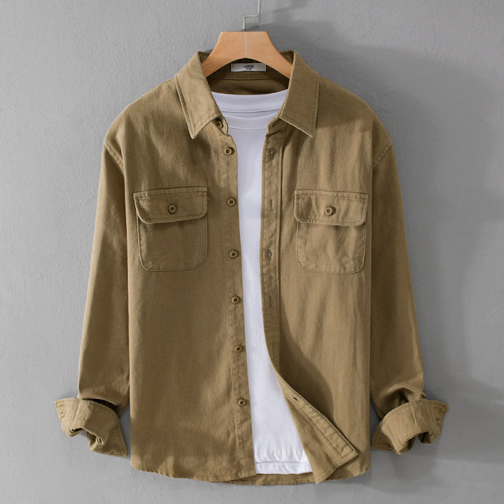 Herren Leichtes Baumwoll-Twill-Overshirt mit Brustklappen und Relaxed-Fit Echoarchiv